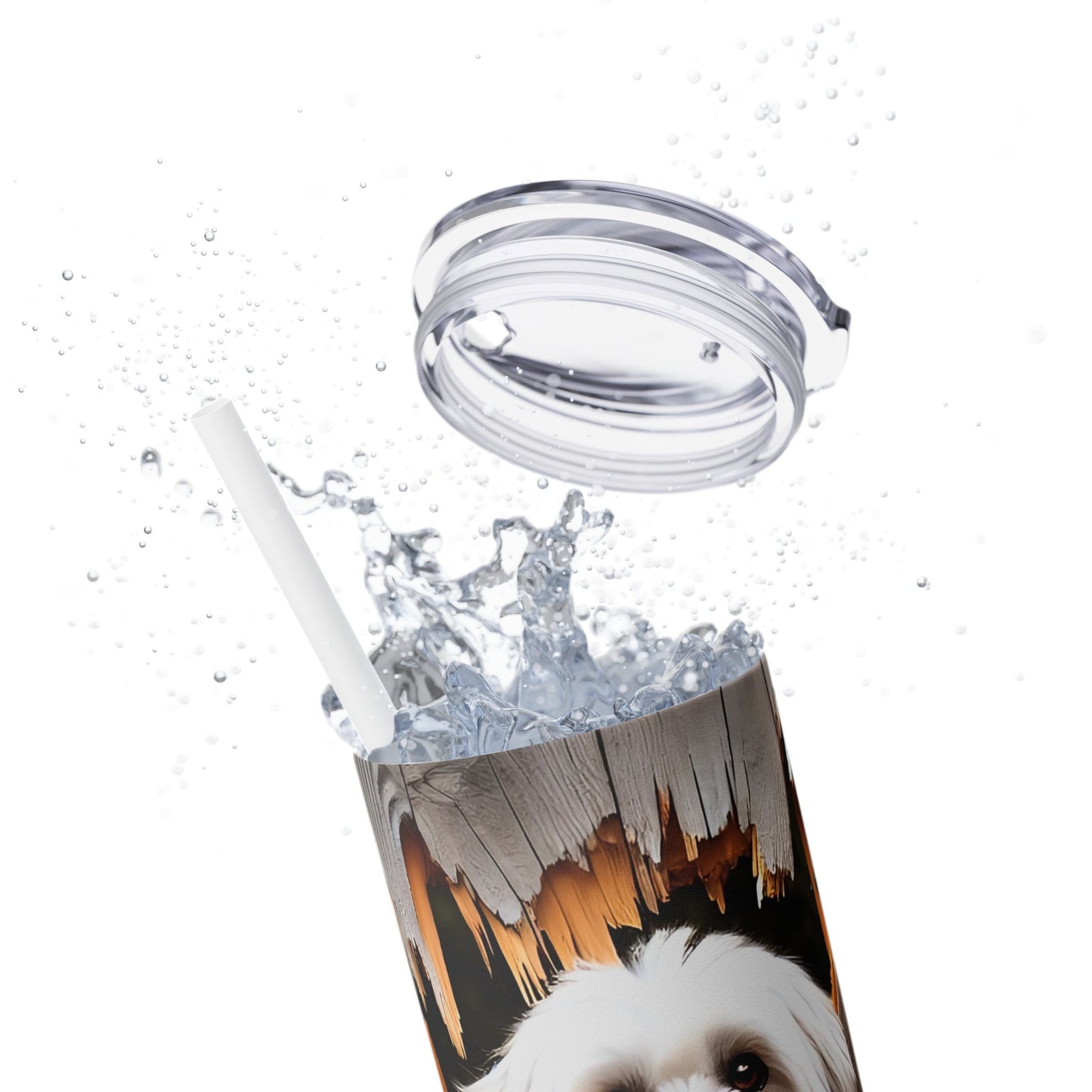 Dog Breaking Through Fence - SleekSip Skinny 20oz Tumbler with Straw