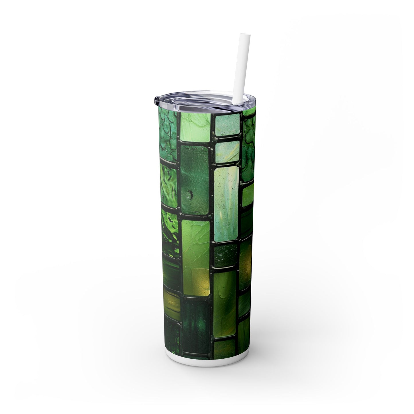 Green Stained Glass - SleekSip Skinny 20oz Tumbler with Straw