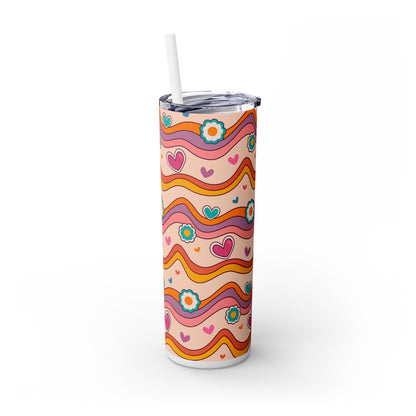 Hearts 70s Retro - SleekSip Skinny 20oz Tumbler with Straw