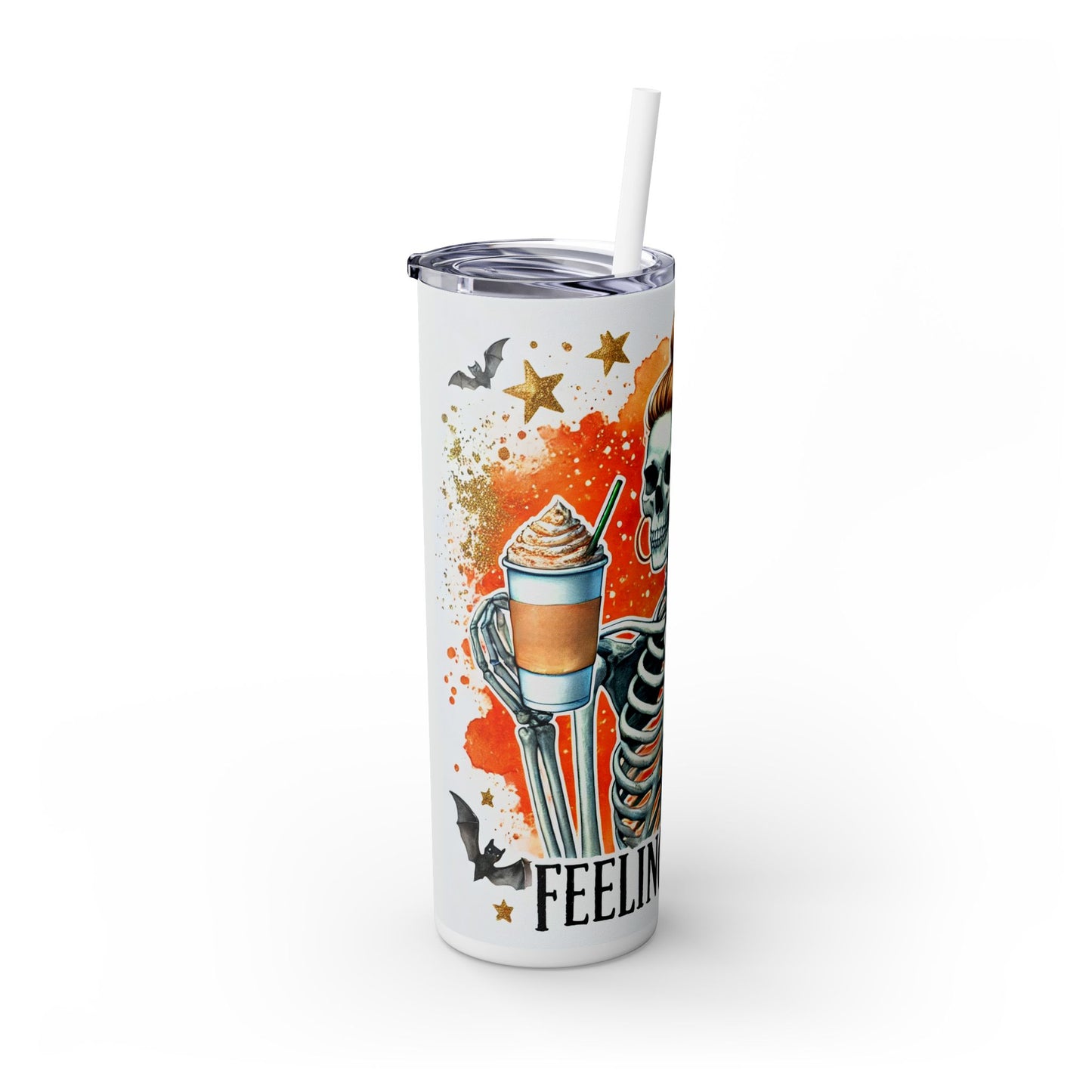 Fall Feeling Spicy Skeleton - SleekSip Skinny 20oz Tumbler with Straw