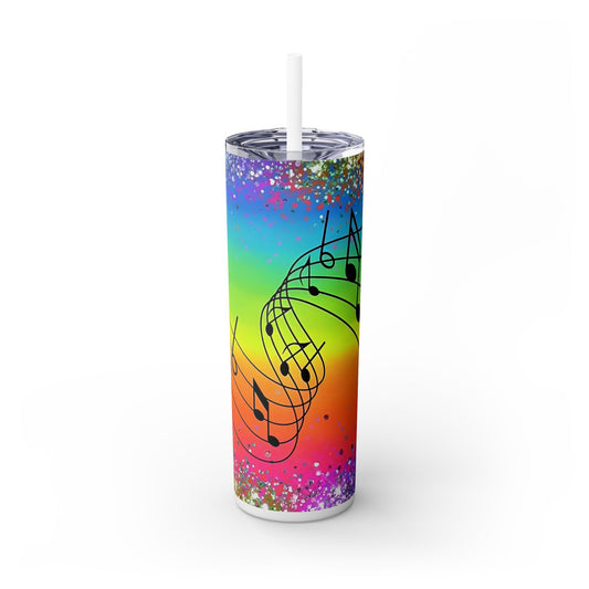 Rainbow Music - SleekSip Skinny 20oz Tumbler with Straw