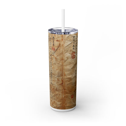 Ancient Japanese Writing - SleekSip Skinny 20oz Tumbler with Straw