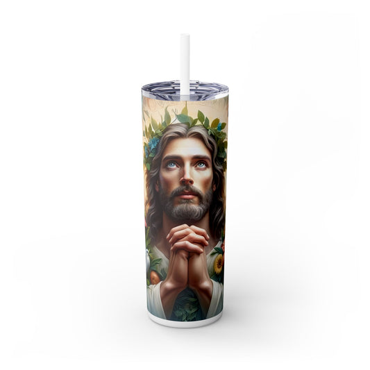 Jesus Christ Praying - SleekSip Skinny 20oz Tumbler with Straw