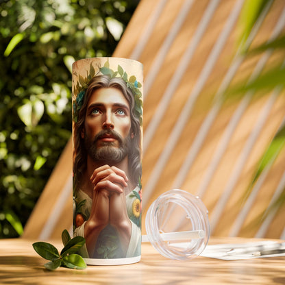 Jesus Christ Praying - SleekSip Skinny 20oz Tumbler with Straw