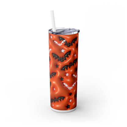 3D Inflated Halloween Bats - SleekSip Skinny 20oz Tumbler with Straw