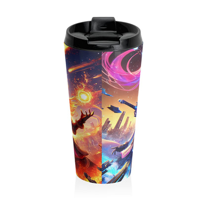 Neon Cyber Warrior Stainless Steel Travel Mug – 15oz