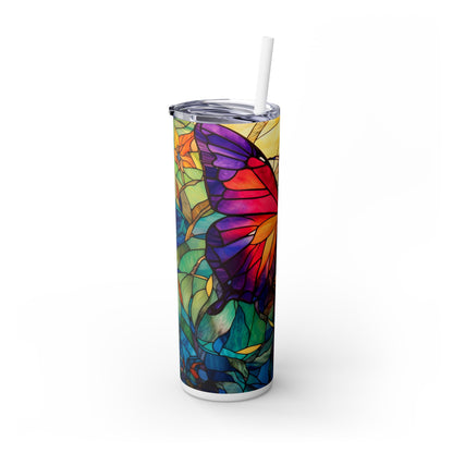 Butterfly Stained Glass - SleekSip Skinny 20oz Tumbler with Straw