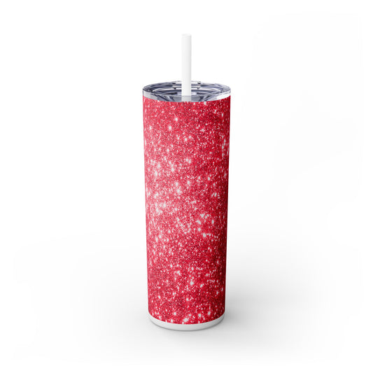 Red Sparkles - SleekSip Skinny 20oz Tumbler with Straw