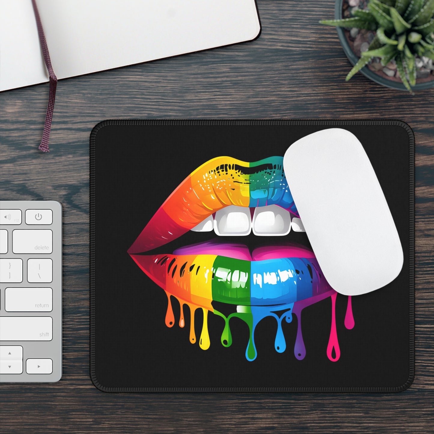 Rainbow Drip Lips Mousepad