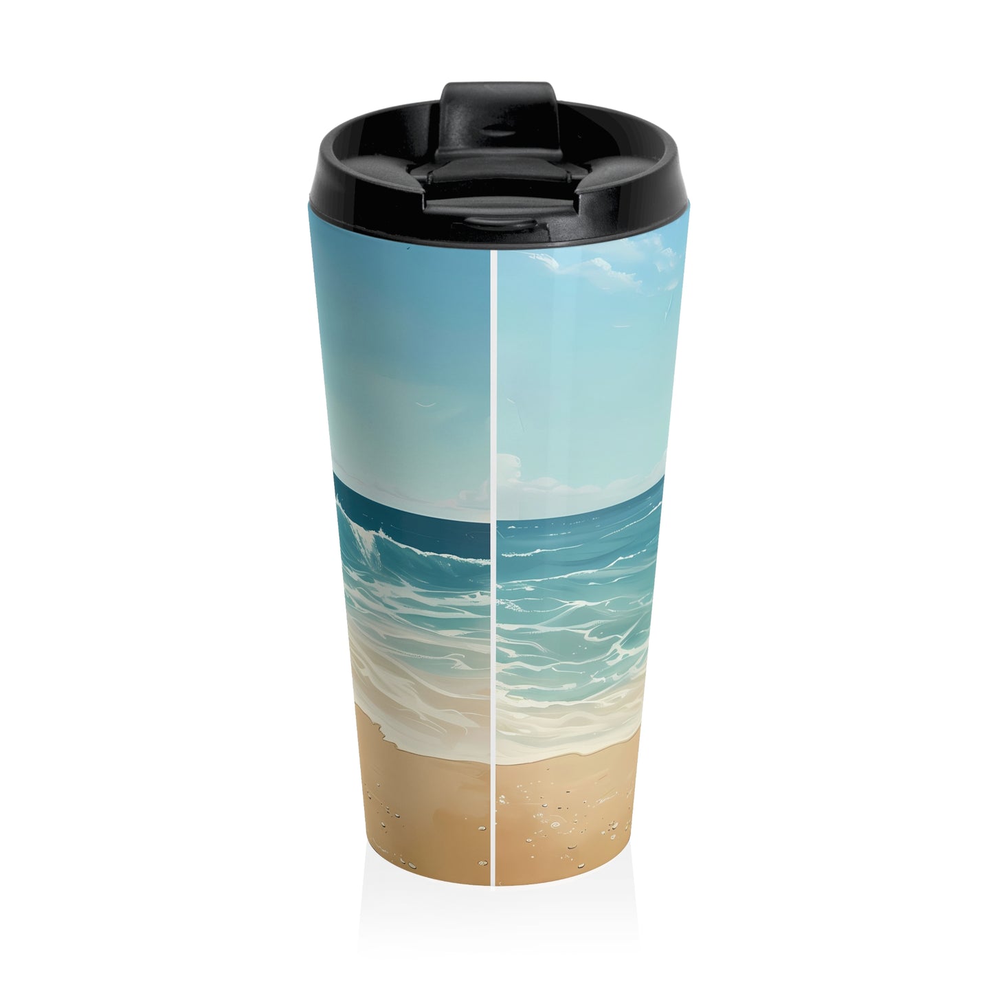 Beach Please Leopard Sunset Stainless Steel Travel Mug – 15oz