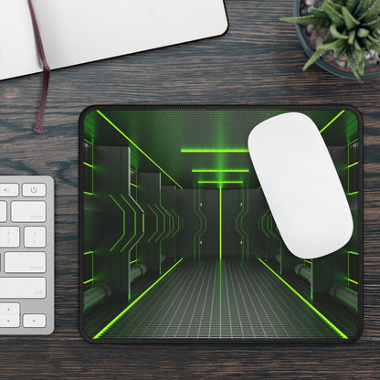 Futuristic Green Neon Tech Mouse Pad