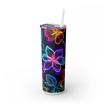 Neon Flowers - SleekSip Skinny 20oz Tumbler with Straw