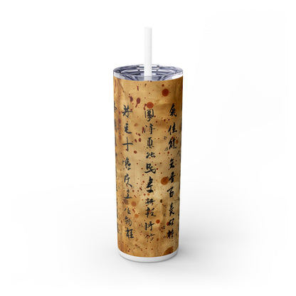 Ancient Japanese Writing - SleekSip Skinny 20oz Tumbler with Straw