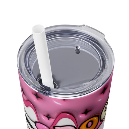 3D Inflated Halloween Ghost - SleekSip Skinny 20oz Tumbler with Straw