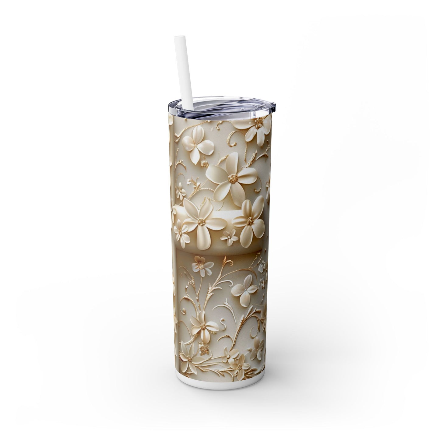 Flowers on a Cross - SleekSip Skinny 20oz Tumbler with Straw