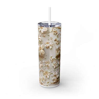 Flowers on a Cross - SleekSip Skinny 20oz Tumbler with Straw