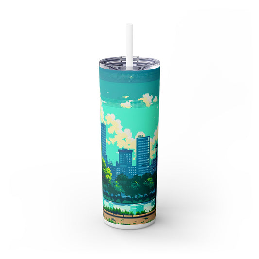 Pixel Landscape - SleekSip Skinny 20oz Tumbler with Straw