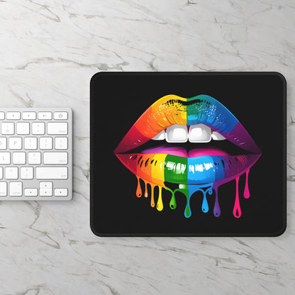 Rainbow Drip Lips Mousepad