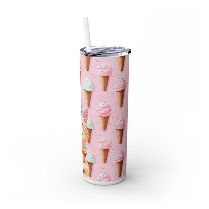 Happy Cat with Ice Cream Tumbler - Sip in Style with a Cool Kitty Twist