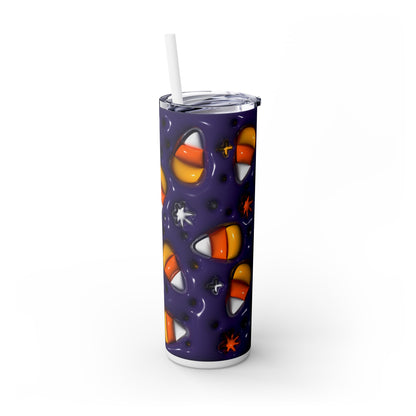 3D Inflated Candy Corn Halloween - SleekSip Skinny 20oz Tumbler with Straw