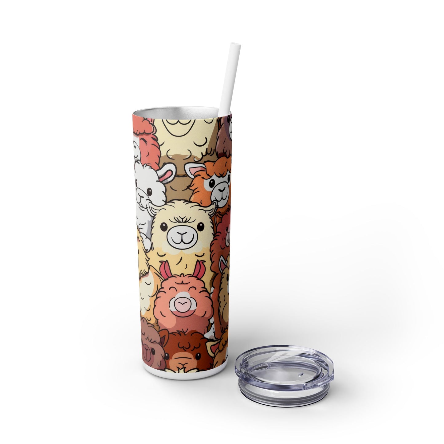 Cute Alpaca - SleekSip Skinny 20oz Tumbler with Straw