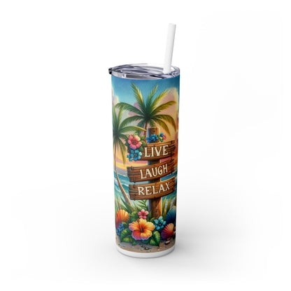 Live Laugh Relax Beach - SleekSip Skinny 20oz Tumbler with Straw