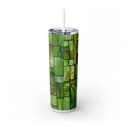 Green Stained Glass - SleekSip Skinny 20oz Tumbler with Straw