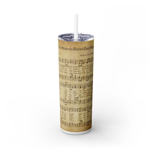 Christmas Music Notes with Red Sparkles - SleekSip Skinny 20oz Tumbler with Straw