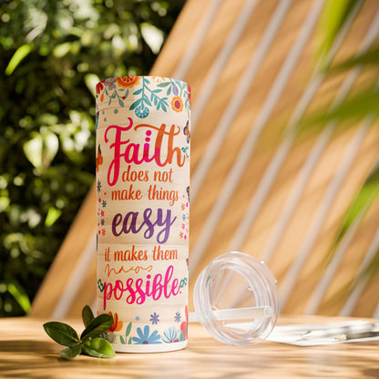 Positive Keep The Faith - SleekSip Skinny 20oz Tumbler with Straw