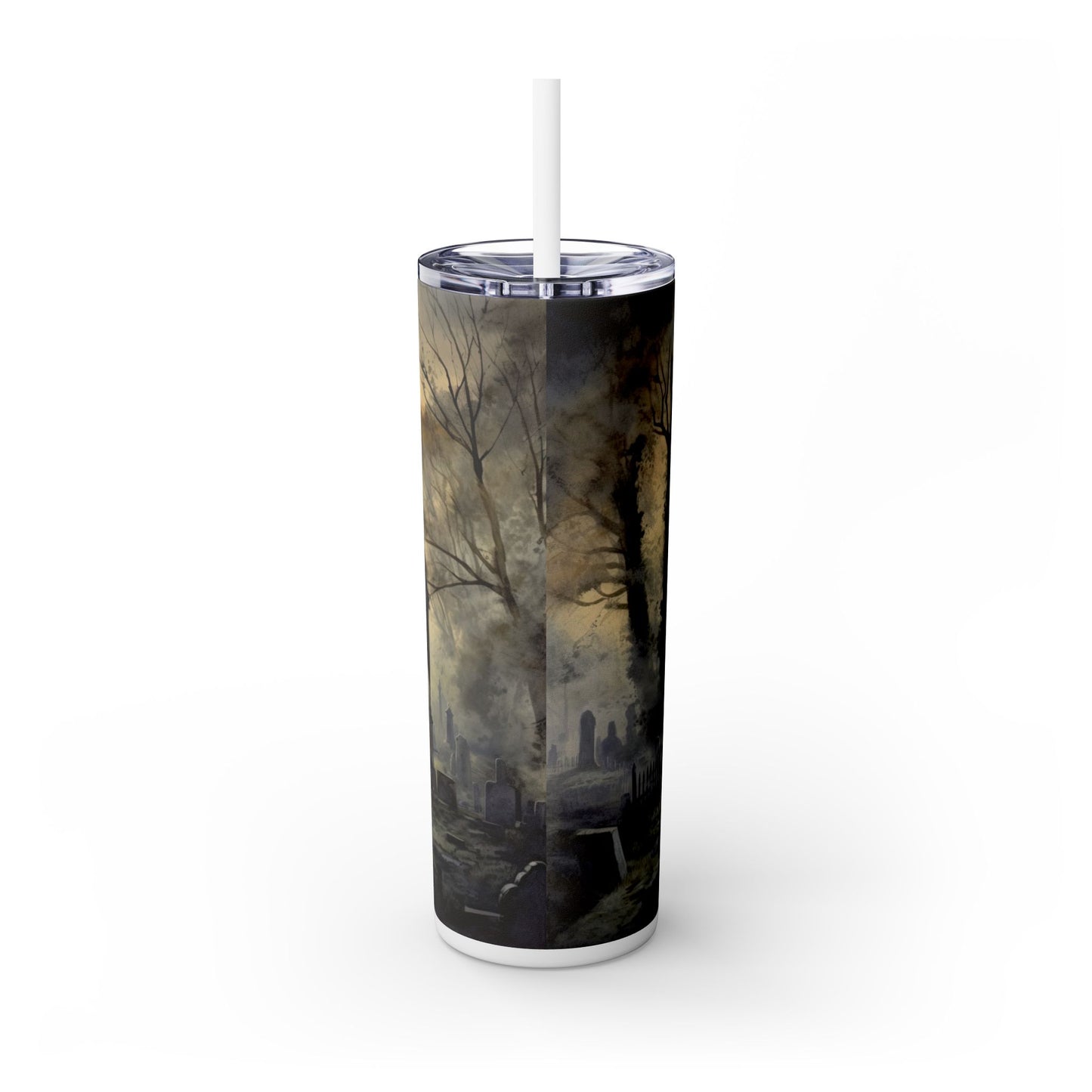 Dragon Sitting On A Skull - SleekSip Skinny 20oz Tumbler with Straw