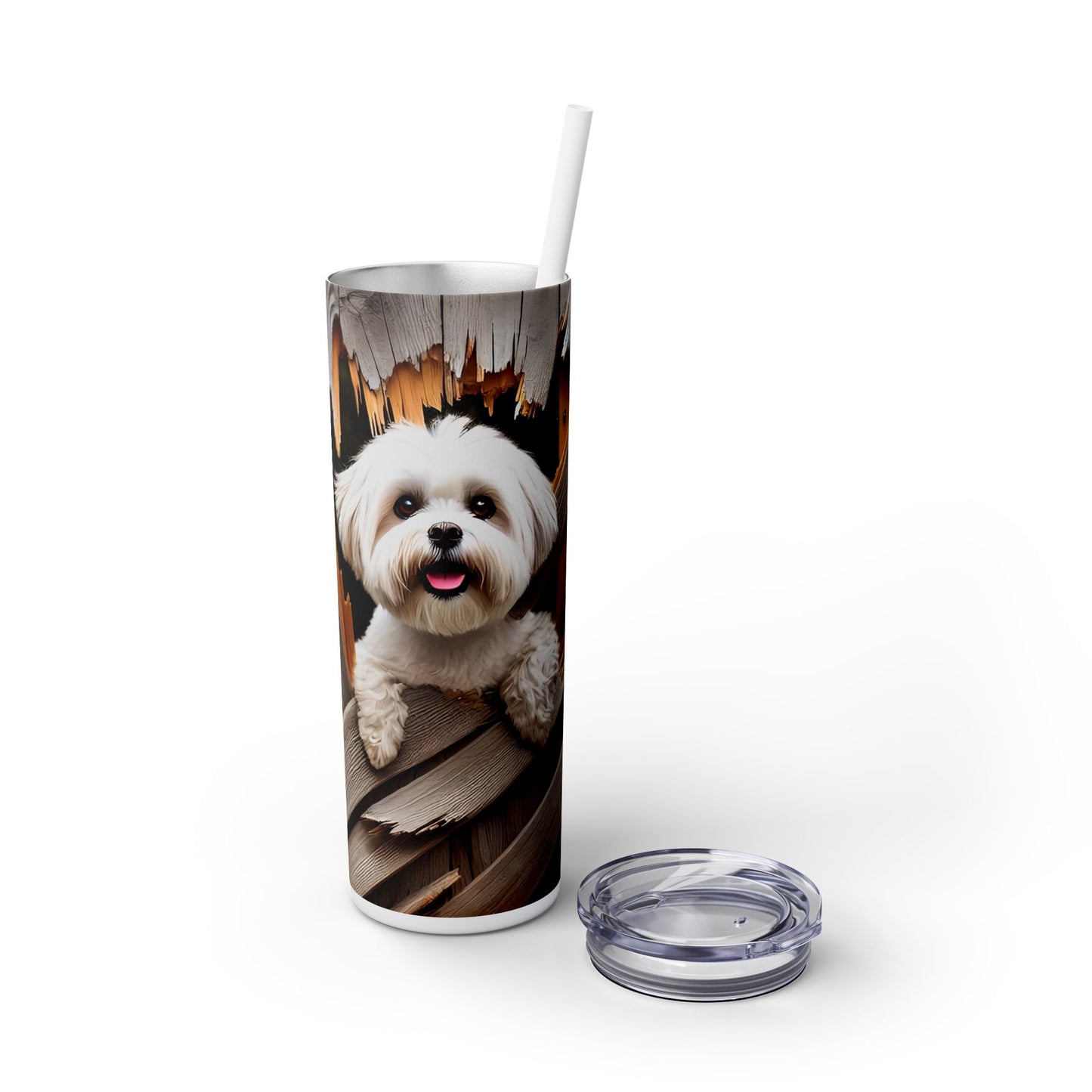 Dog Breaking Through Fence - SleekSip Skinny 20oz Tumbler with Straw