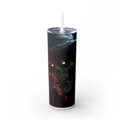 Scary Ghost Skeleton - SleekSip Skinny 20oz Tumbler with Straw