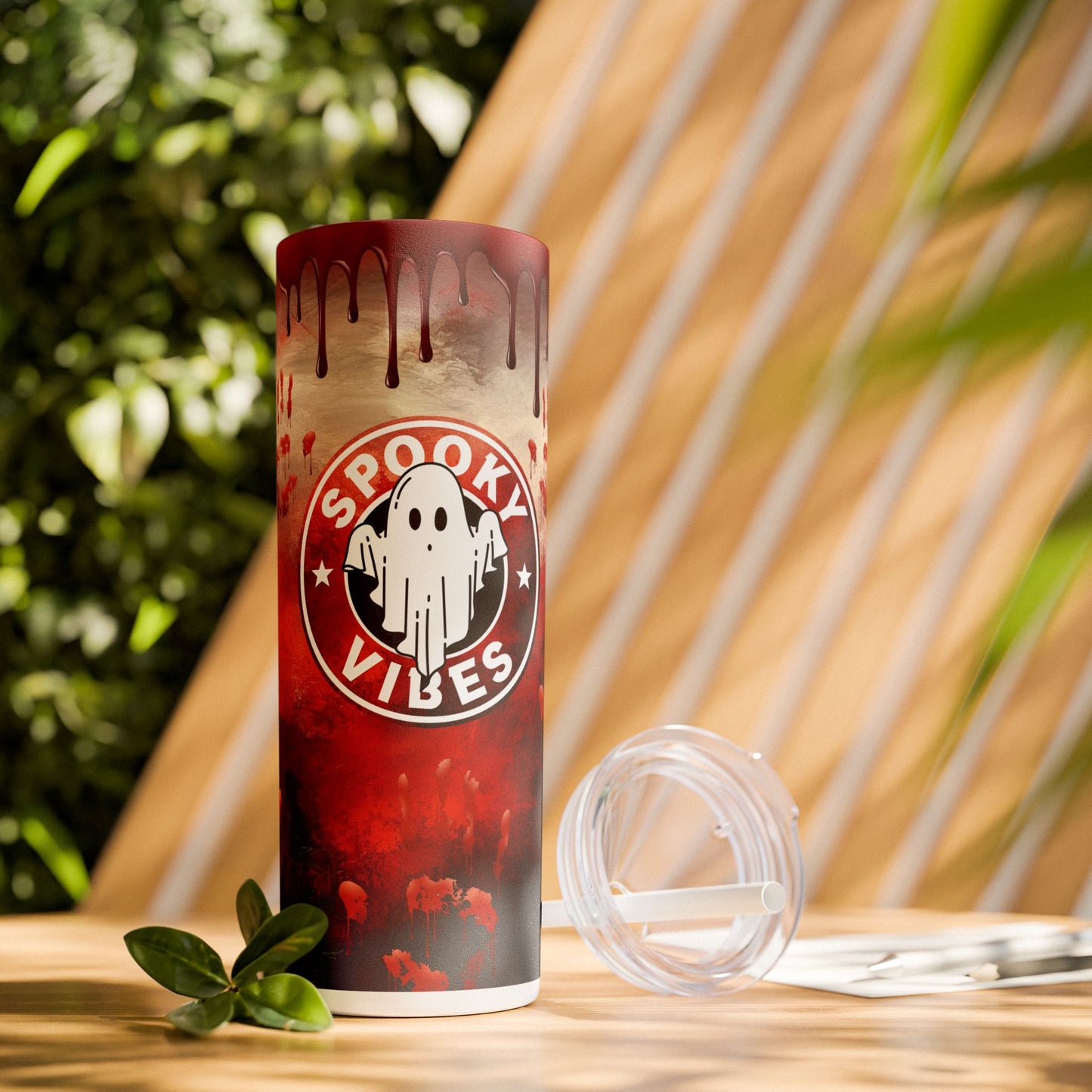 Bloody Red Spooky Vibes - SleekSip Skinny 20oz Tumbler with Straw