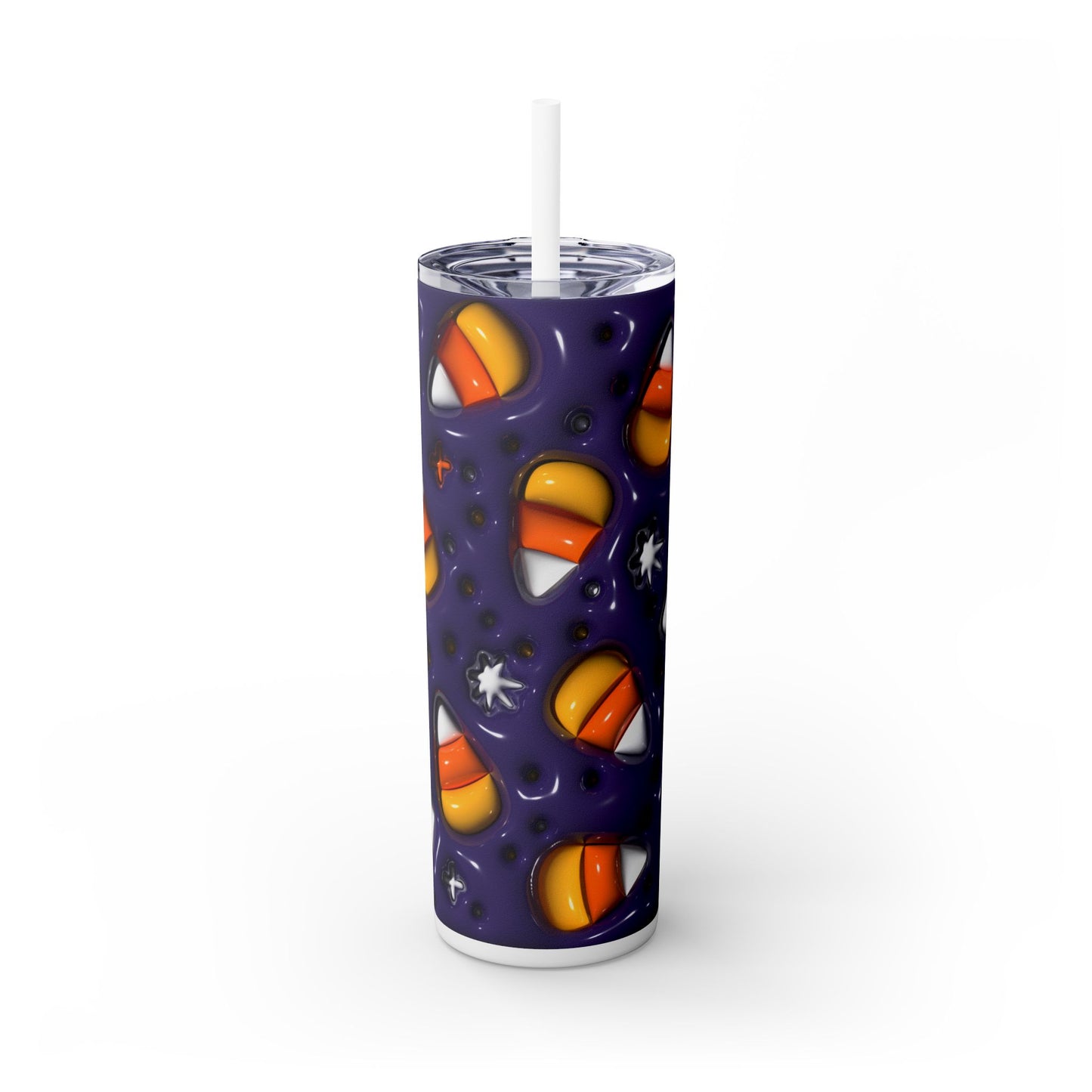 3D Inflated Candy Corn Halloween - SleekSip Skinny 20oz Tumbler with Straw