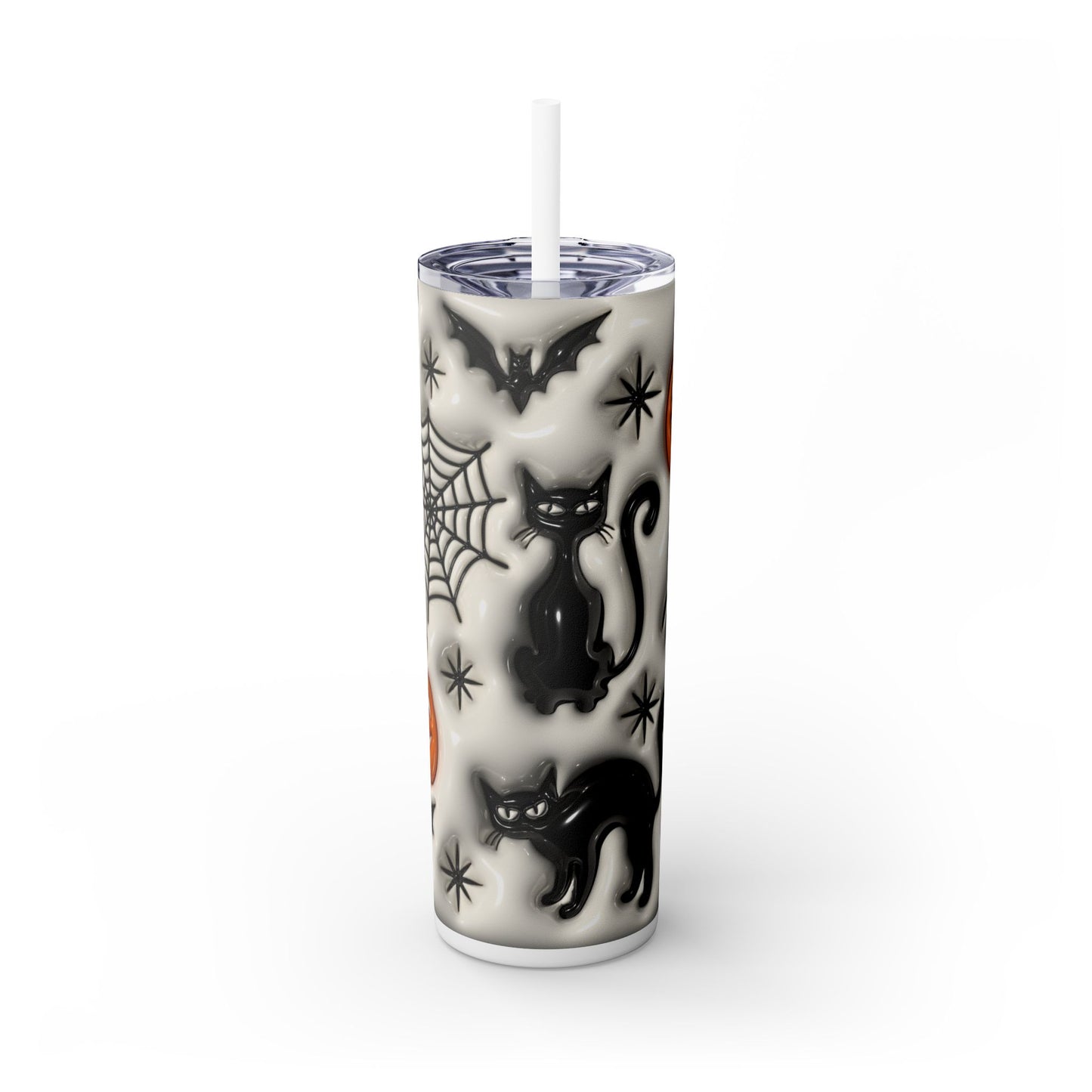 3D Inflated Halloween Bats - SleekSip Skinny 20oz Tumbler with Straw