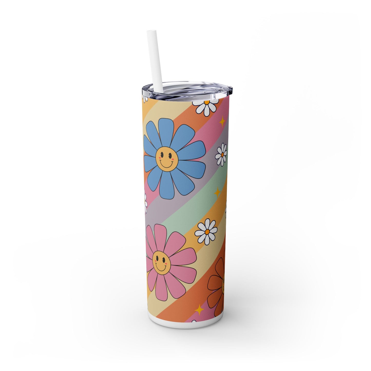 Happy 70s Flower Power - SleekSip Skinny 20oz Tumbler with Straw