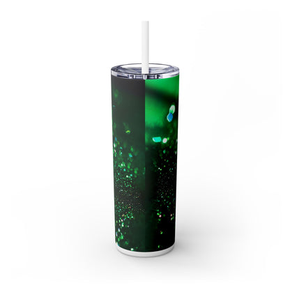 Green Sparkles - SleekSip Skinny 20oz Tumbler with Straw