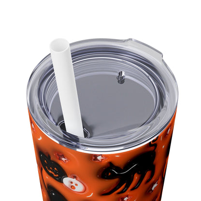 3D Inflated Halloween Bats - SleekSip Skinny 20oz Tumbler with Straw