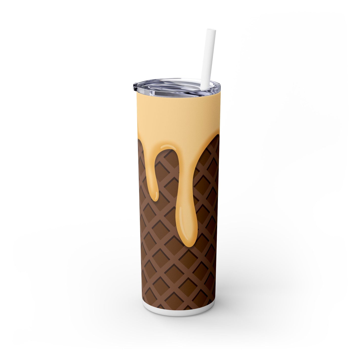 Dripping Ice Cream Waffle Cone - SleekSip Skinny 20oz Tumbler with Straw