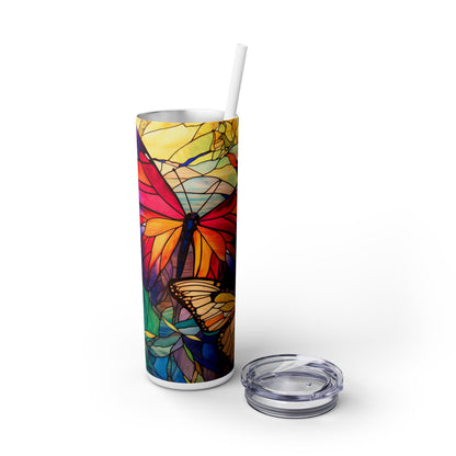 Butterfly Stained Glass - SleekSip Skinny 20oz Tumbler with Straw