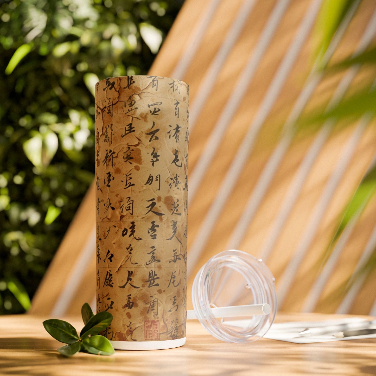 Ancient Japanese Writing - SleekSip Skinny 20oz Tumbler with Straw