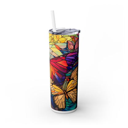 Butterfly Stained Glass - SleekSip Skinny 20oz Tumbler with Straw