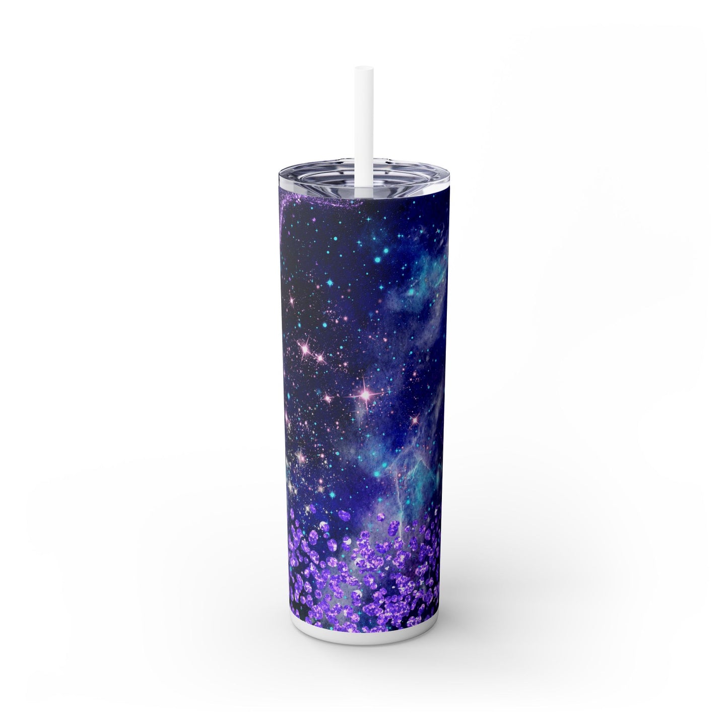 Blue Purple Glitter - SleekSip Skinny 20oz Tumbler with Straw