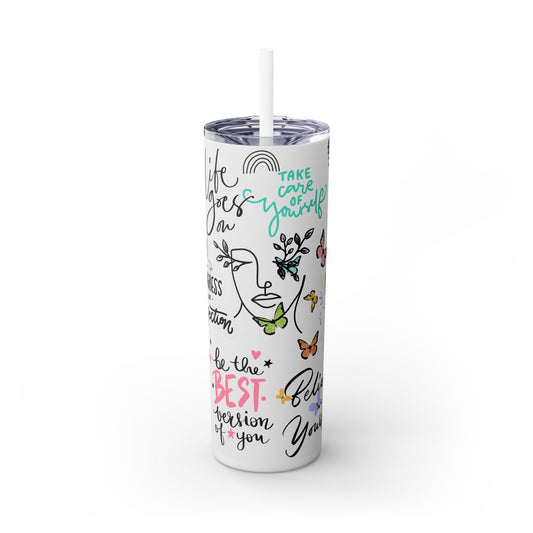 Positive Quotes - SleekSip Skinny 20oz Tumbler with Straw