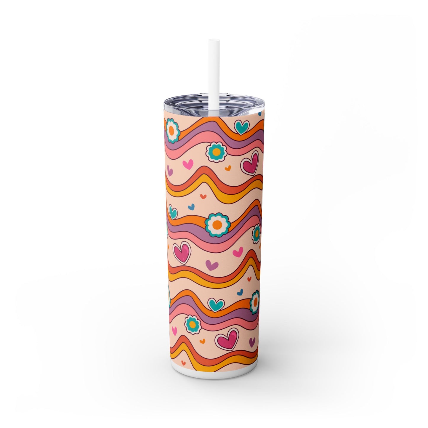 Hearts 70s Retro - SleekSip Skinny 20oz Tumbler with Straw