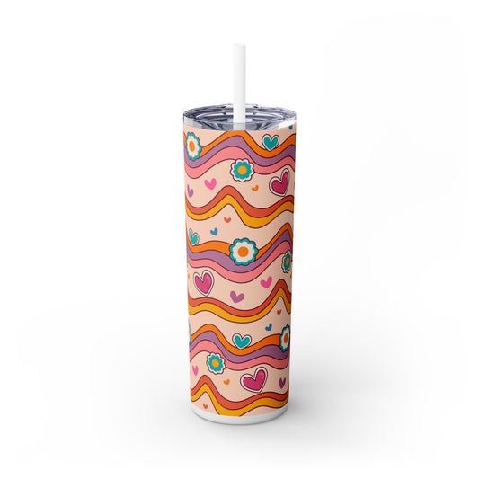 Hearts 70s Retro - SleekSip Skinny 20oz Tumbler with Straw