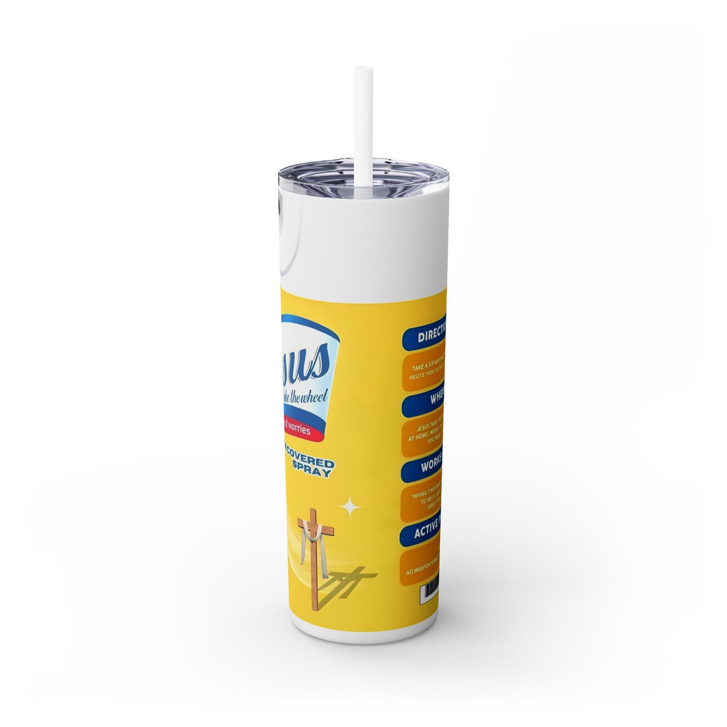 Jesus Take The Wheel Spray - SleekSip Skinny 20oz Tumbler with Straw