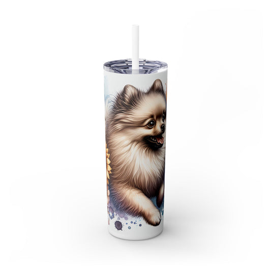 Beige Pomeranian - SleekSip Skinny 20oz Tumbler with Straw