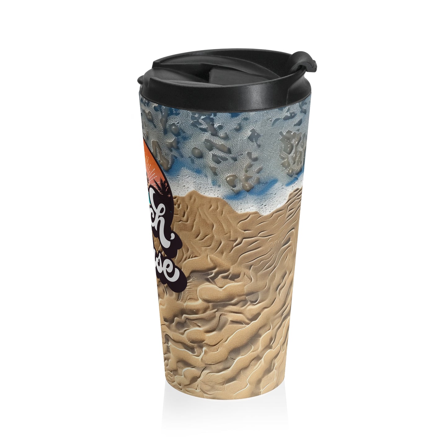 Beach Please 3D Sand Texture Stainless Steel Travel Mug – 15oz