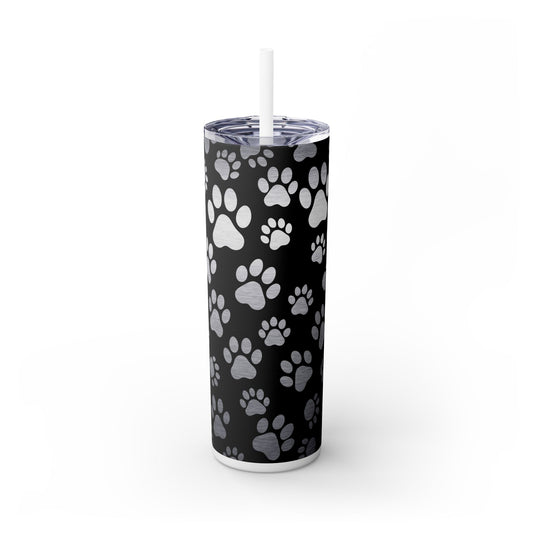 Metallic Paw Print - SleekSip Skinny 20oz Tumbler with Straw